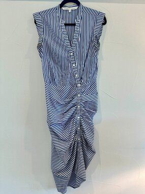Veronica Beard Teagan Blue Striped Dress